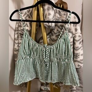 American Eagle Outfitters Green and White Striped Camisole